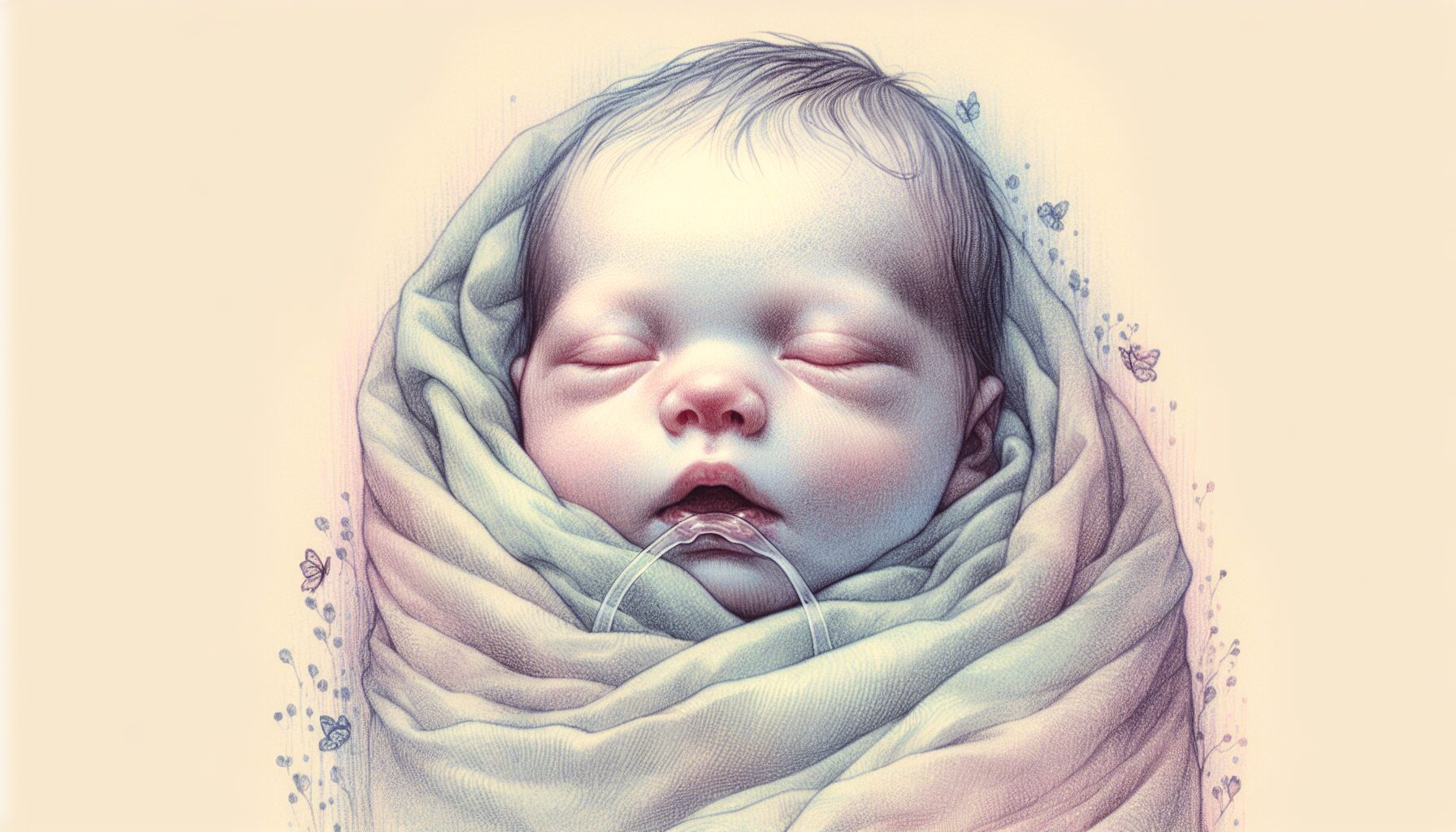 Illustration of a newborn baby with subtle seizures